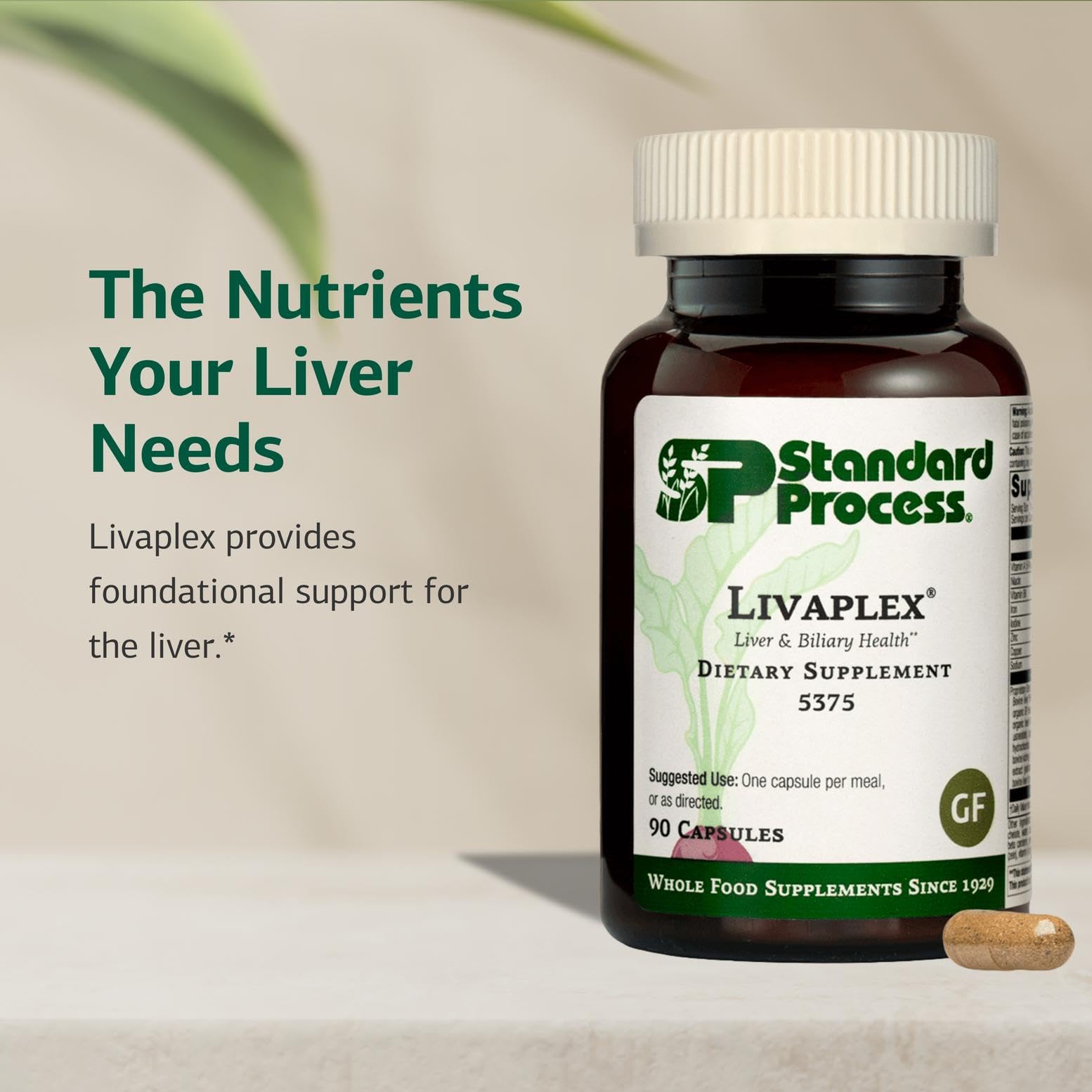 Standard Process Livaplex capsules with organic carrot imagery