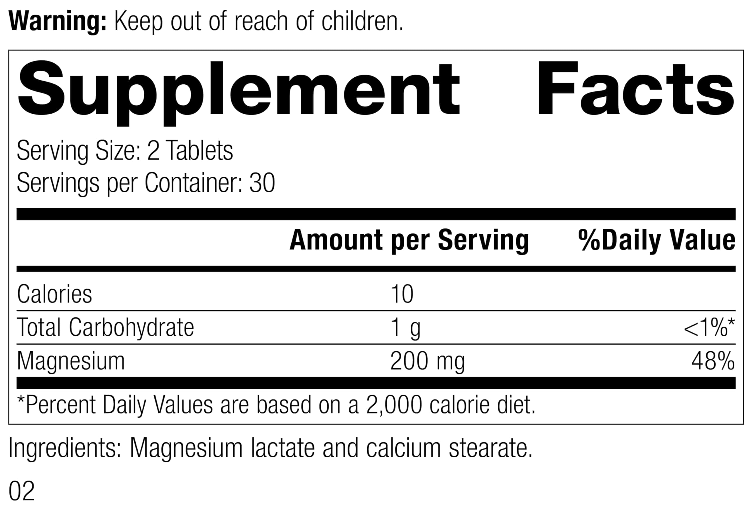 Standard Process Magnesium Lactate tablets for muscle relaxation and nerve support.
