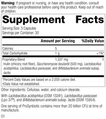 Standard Process ProSynbiotic label close-up highlighting probiotic ingredients for gut health.