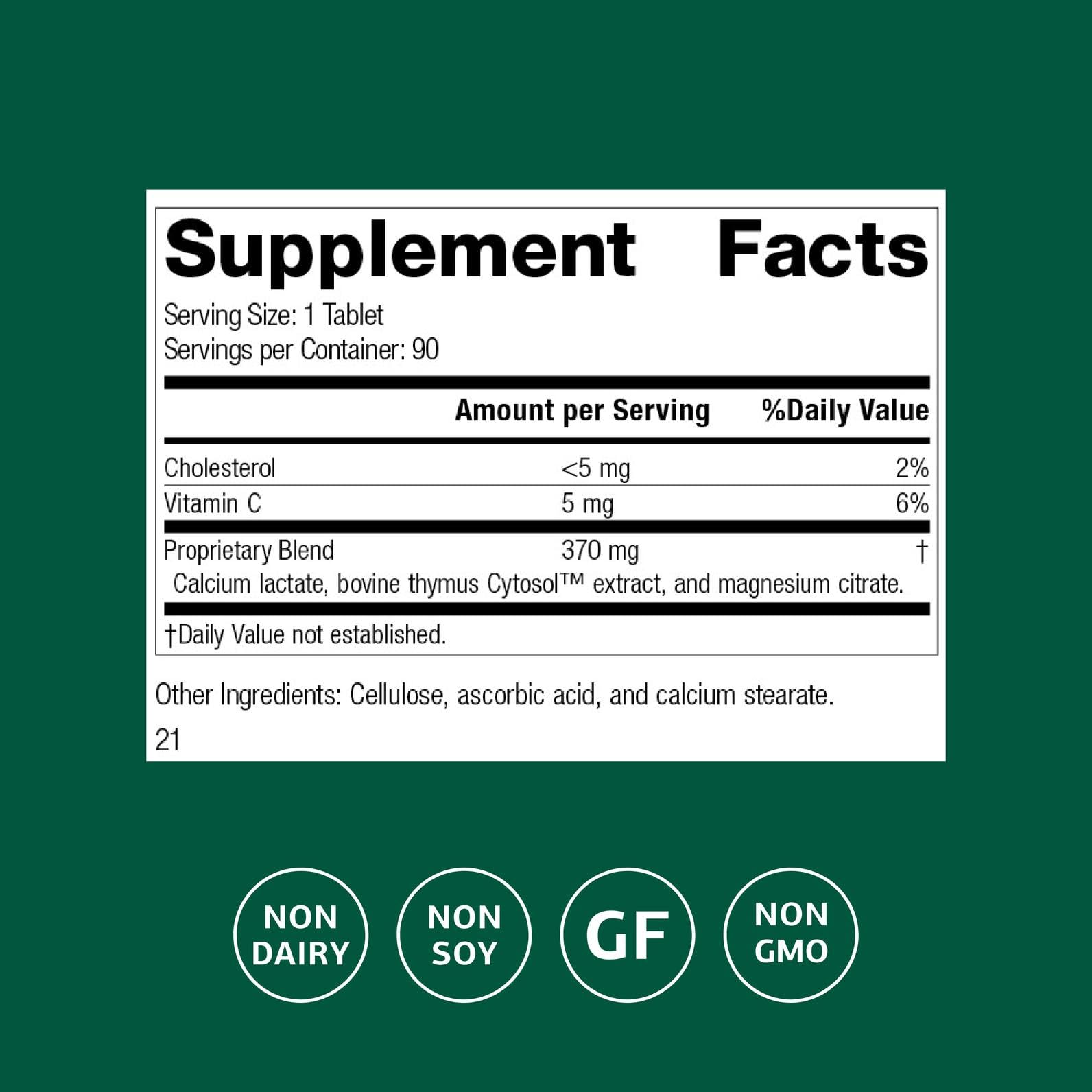 Standard Process Thymex Cytosol extract image illustrating nucleotides and peptides.