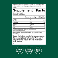 Standard Process Tuna Omega-3 Oil capsules show easy daily DHA and EPA intake.