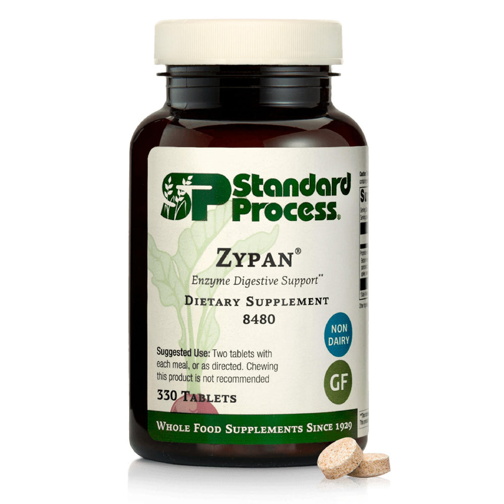 Standard Process Zypan pancreatin-tablets aid protein digestion during meals.
