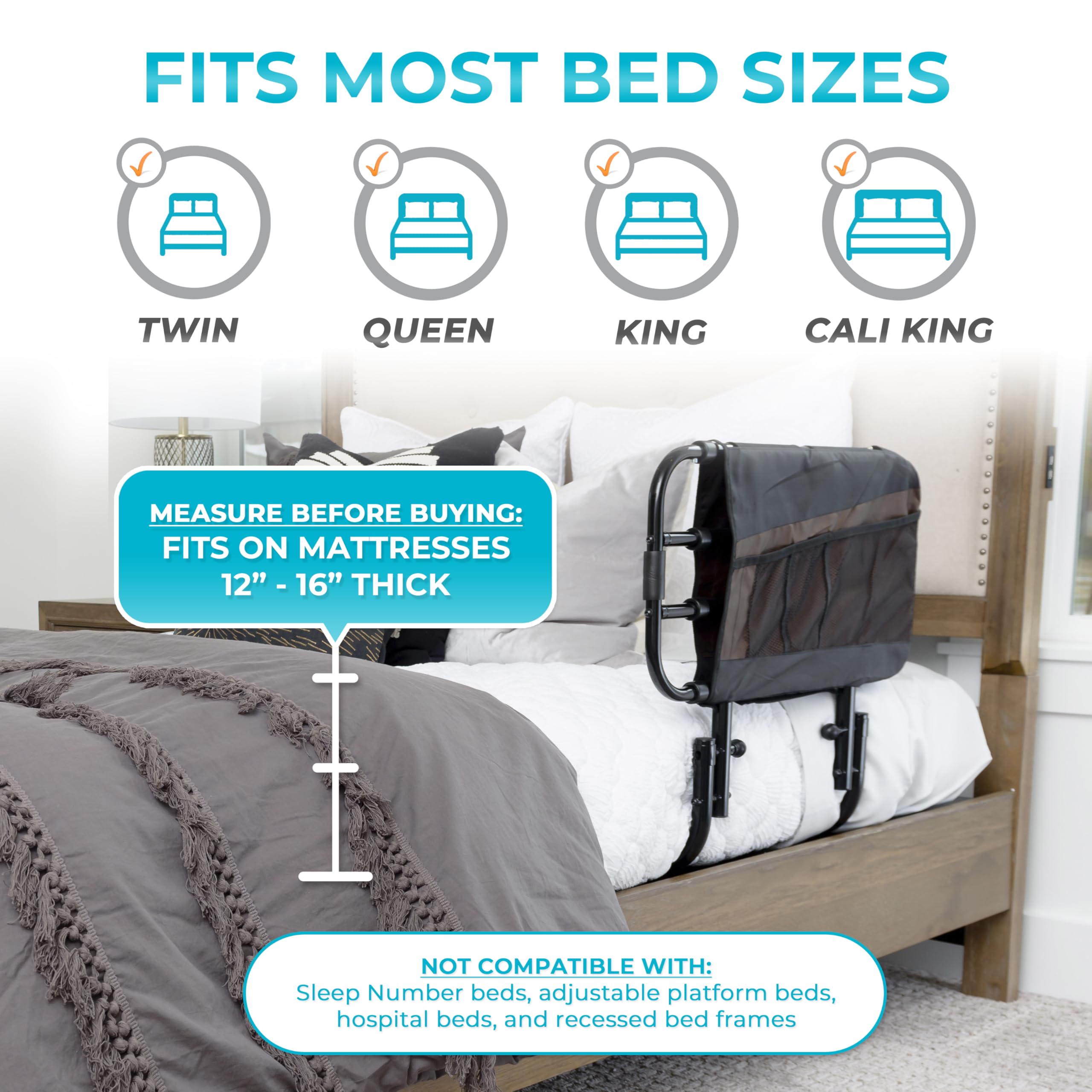 Stander EZ Adjust Bed Rail supports up to 300 lbs.