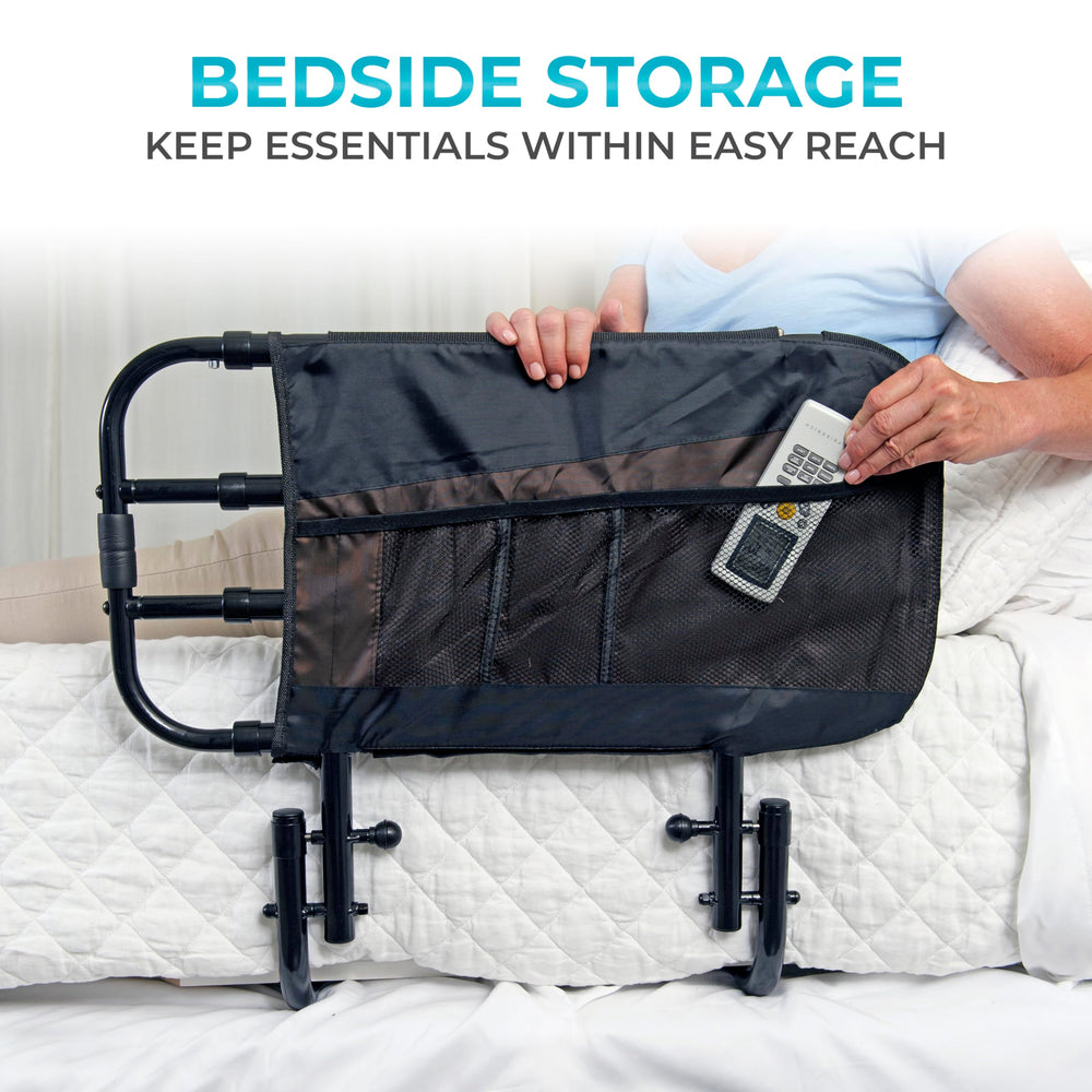 Stander EZ Adjust Bed Rail aids caregivers during bedding changes.