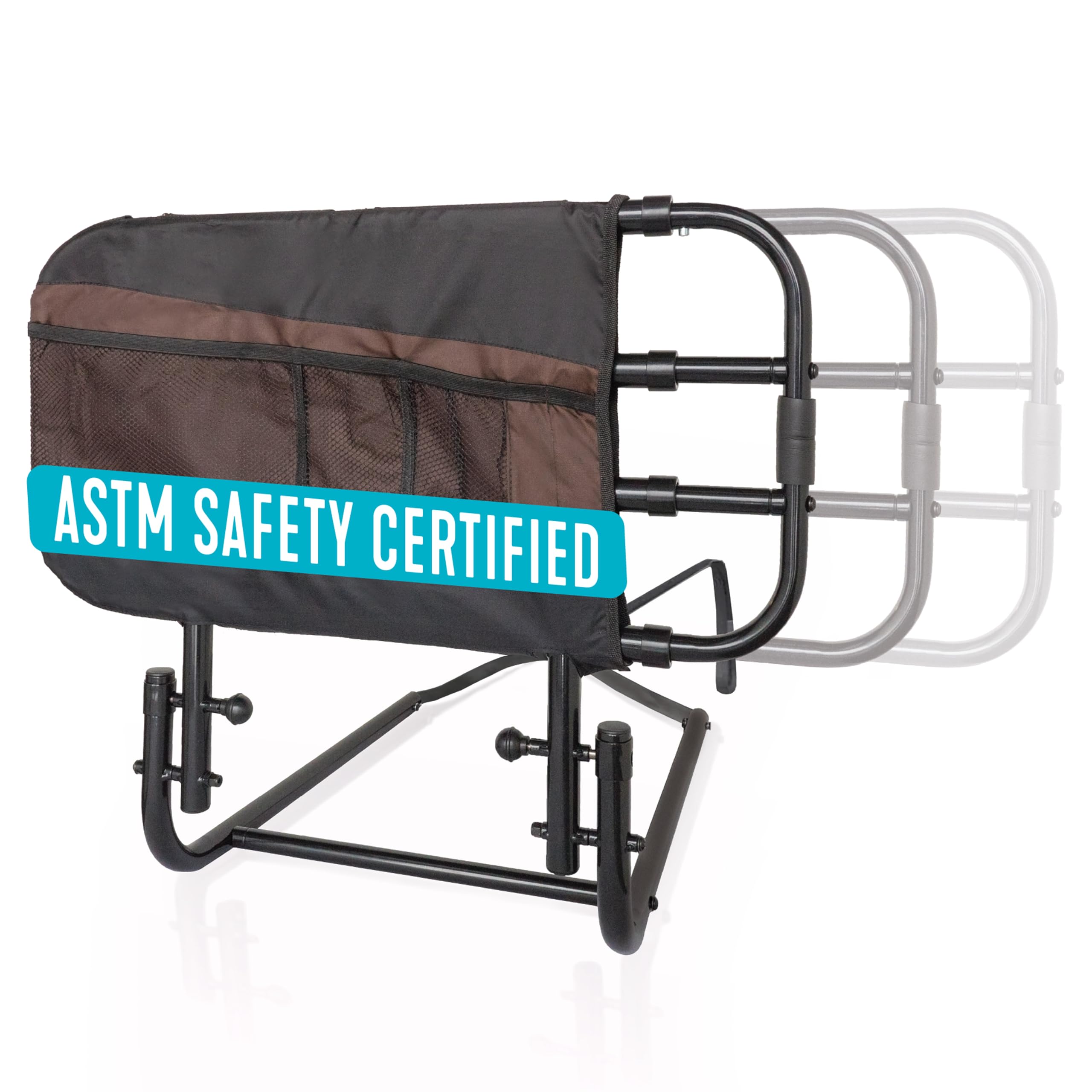 Stander EZ Adjust Bed Rail extended length provides greater bedside protection.