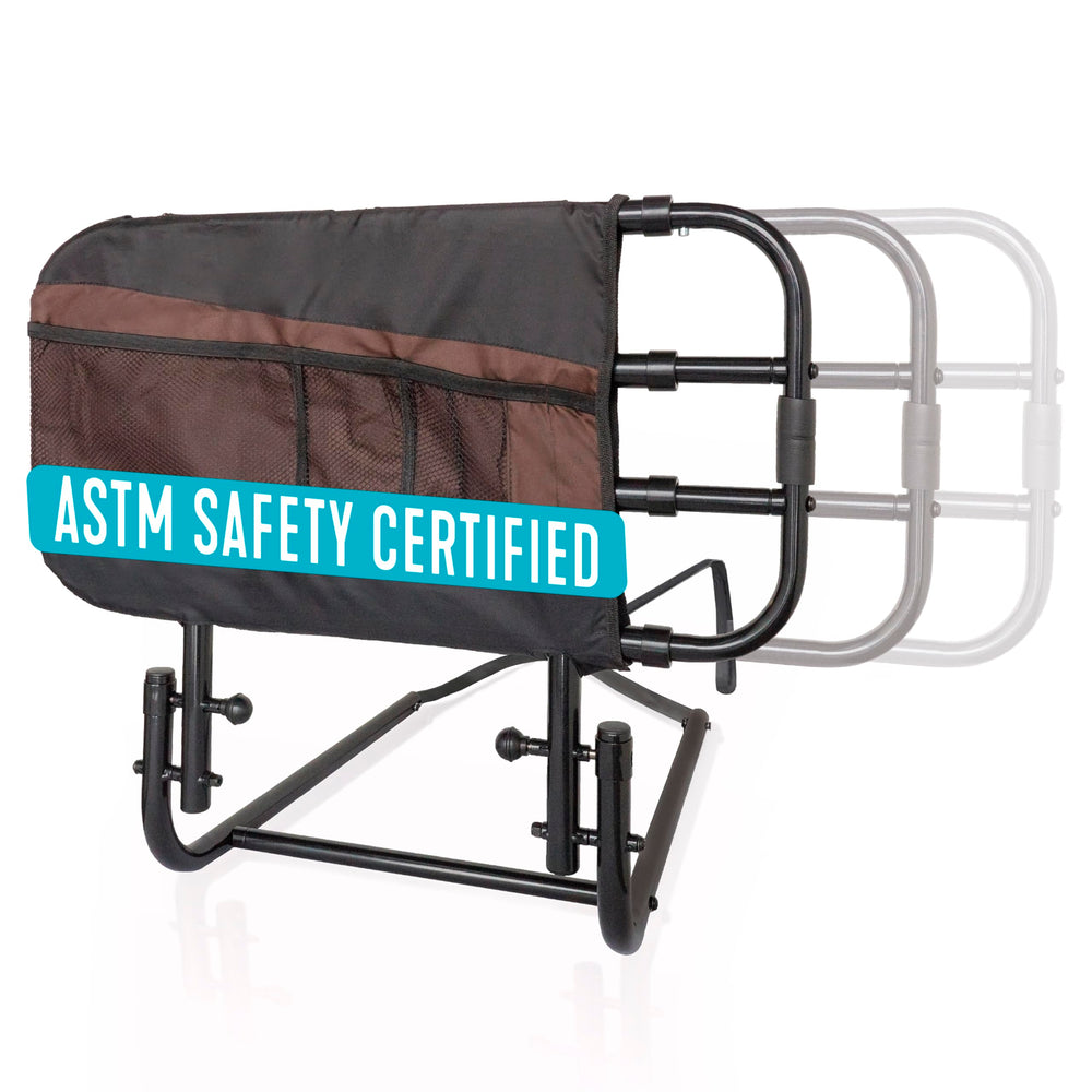 Stander EZ Adjust Bed Rail extended length provides greater bedside protection.