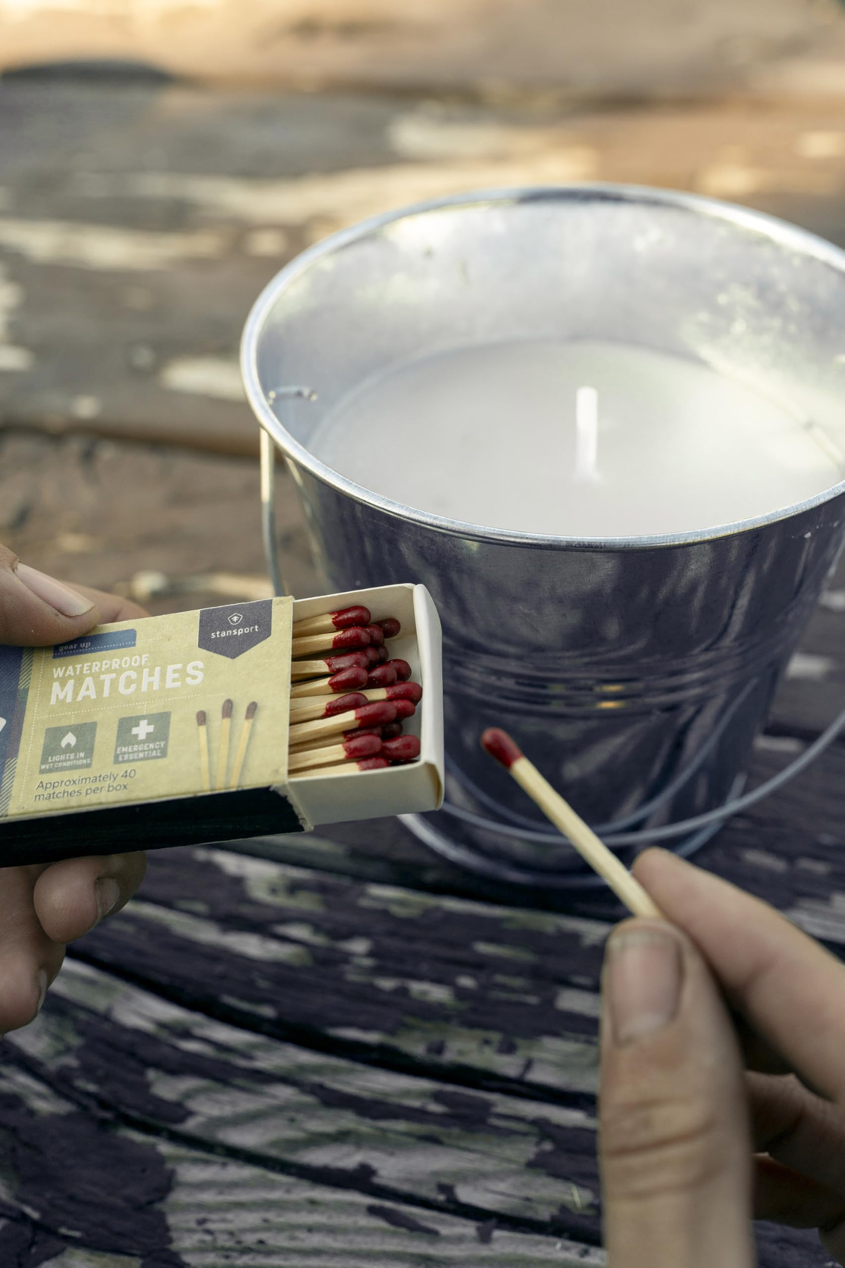 Stansport waterproof matches damp environment use showing reliable ignition in humidity