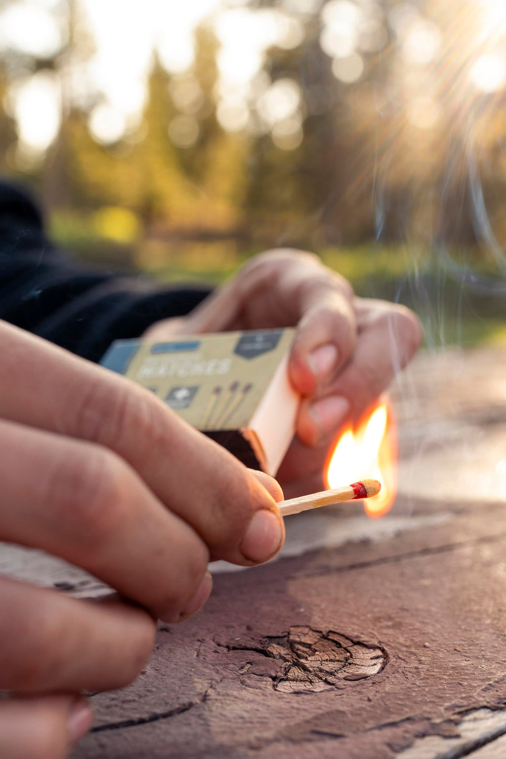Stansport waterproof matches integrated striker close-up highlights quick weather-resistant ignition