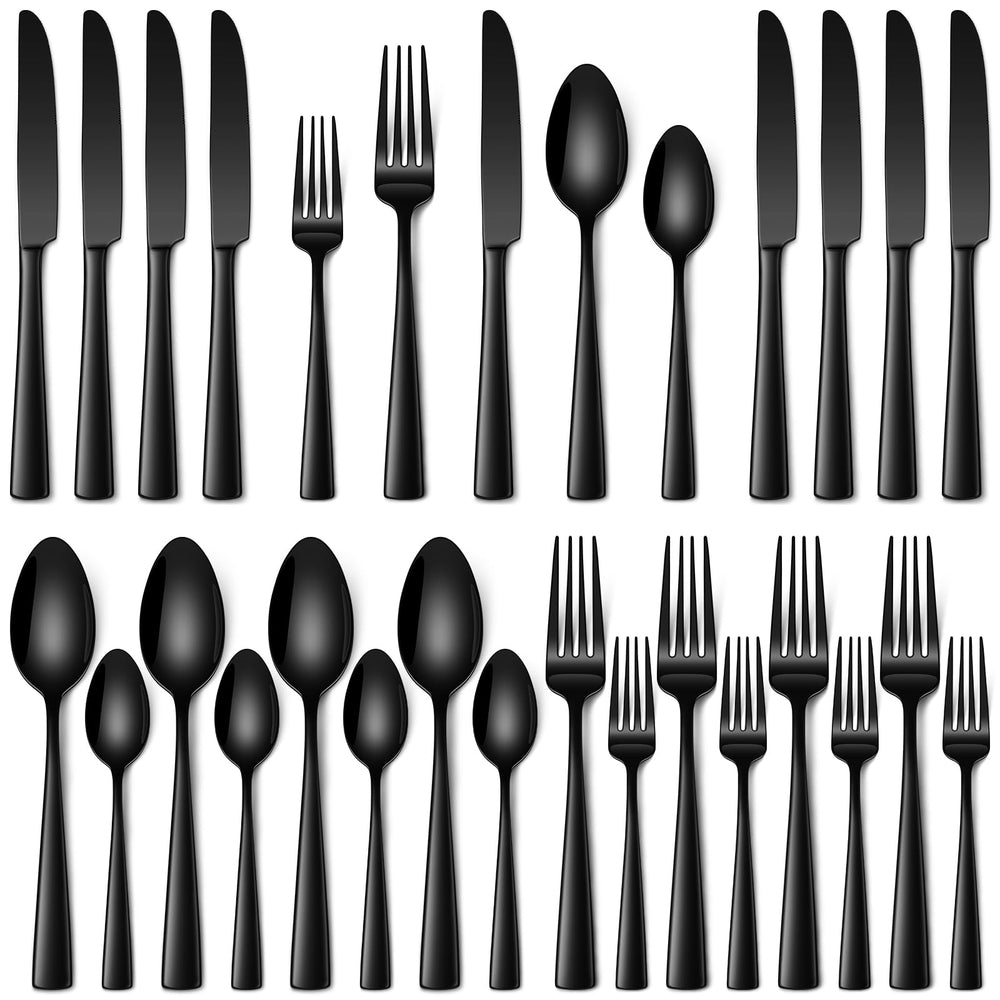 Stapava 20pc black silverware set with dinner knives for elegant dining.