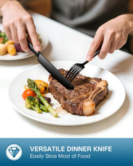 Stapava 20pc black silverware set with dinner spoons for comfortable use.