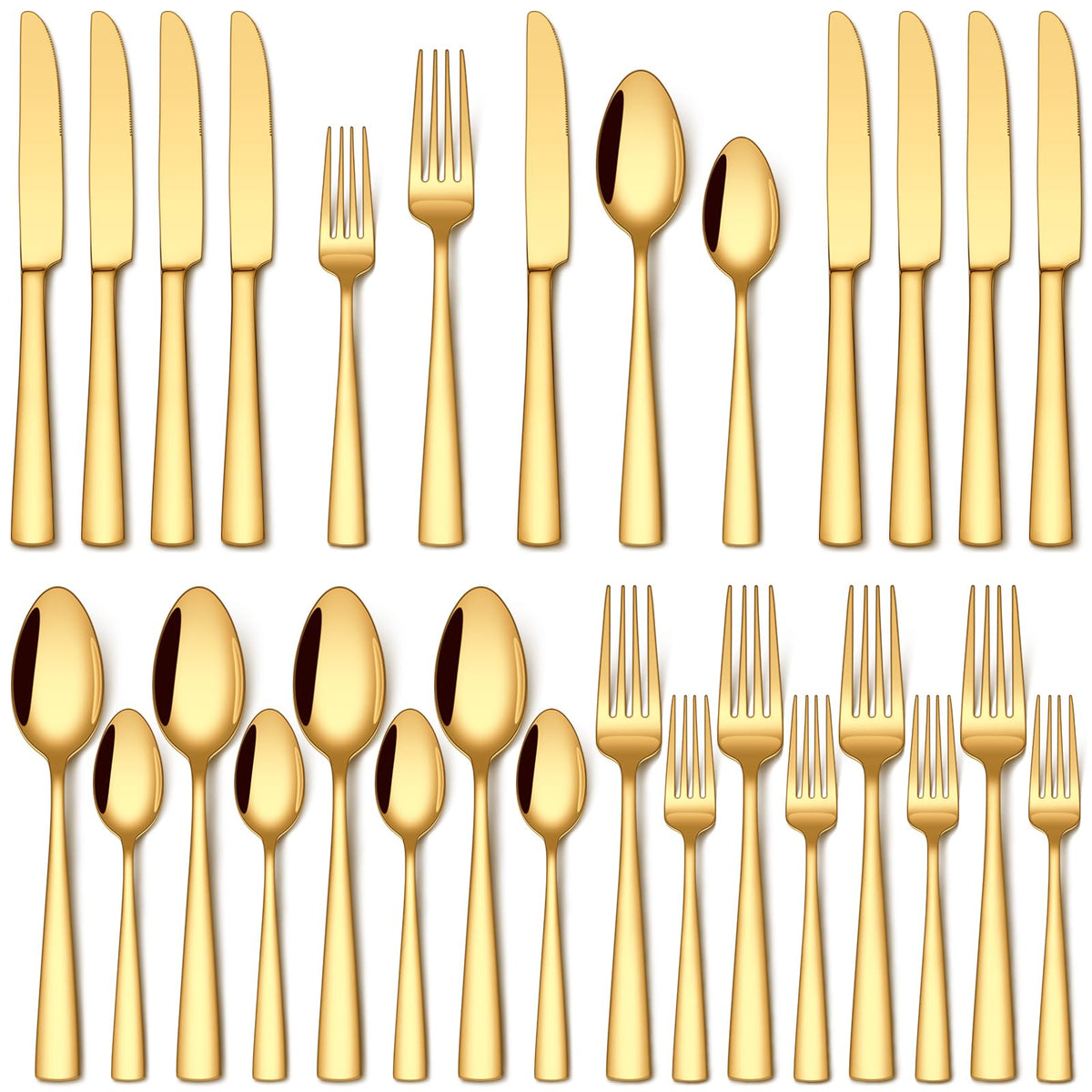 Stapava 20-piece gold silverware set on a table for elegant dining