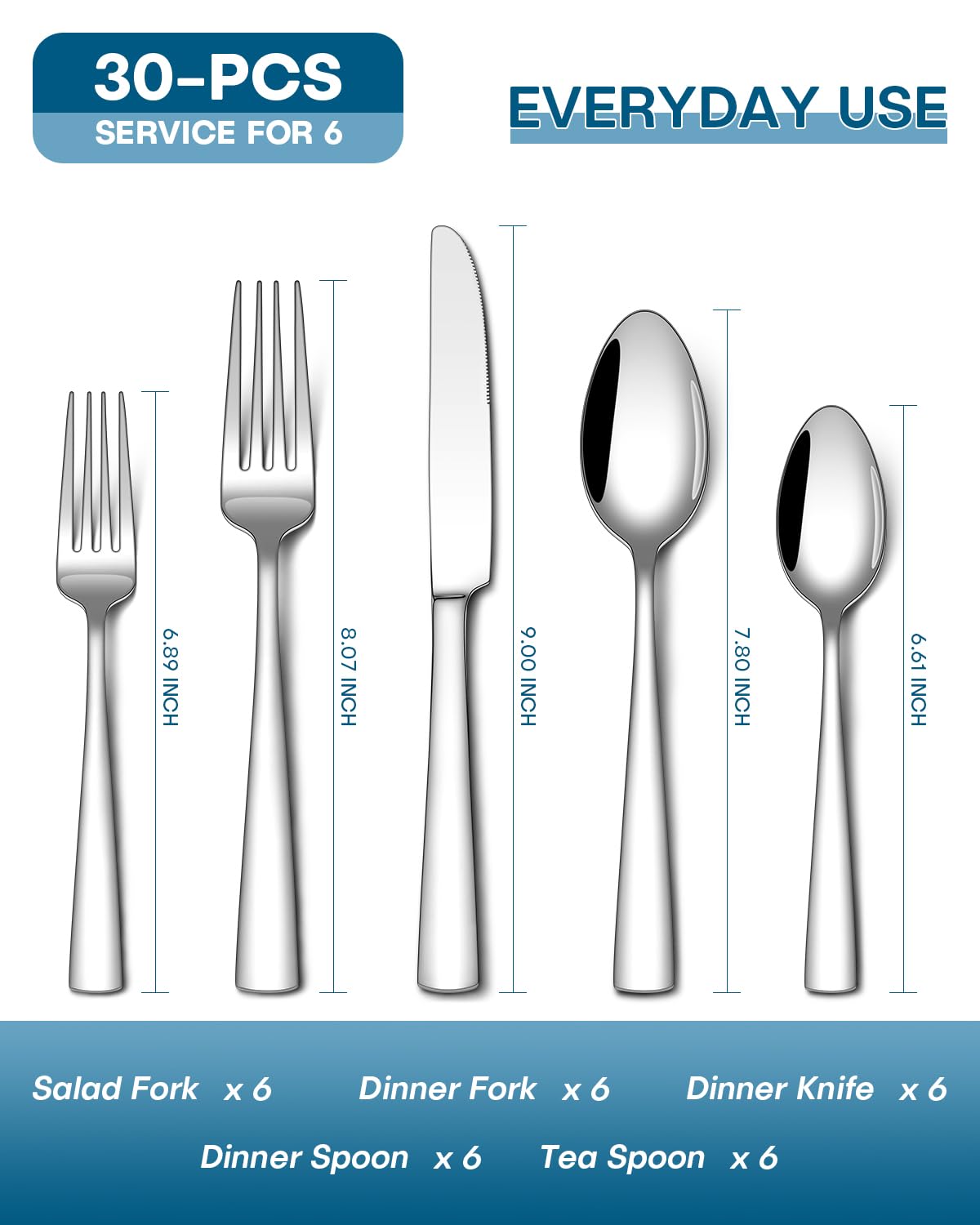 Stapava 30pc silverware set forks, balanced forks for comfortable handling.
