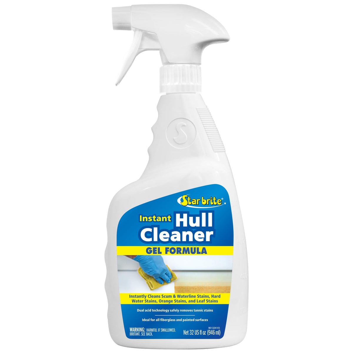 STAR BRITE Instant Hull Cleaner bottle pouring to apply gel on stains