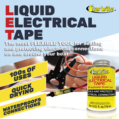 STAR BRITE Liquid Electrical Tape provides flexible protection against wear and weather.