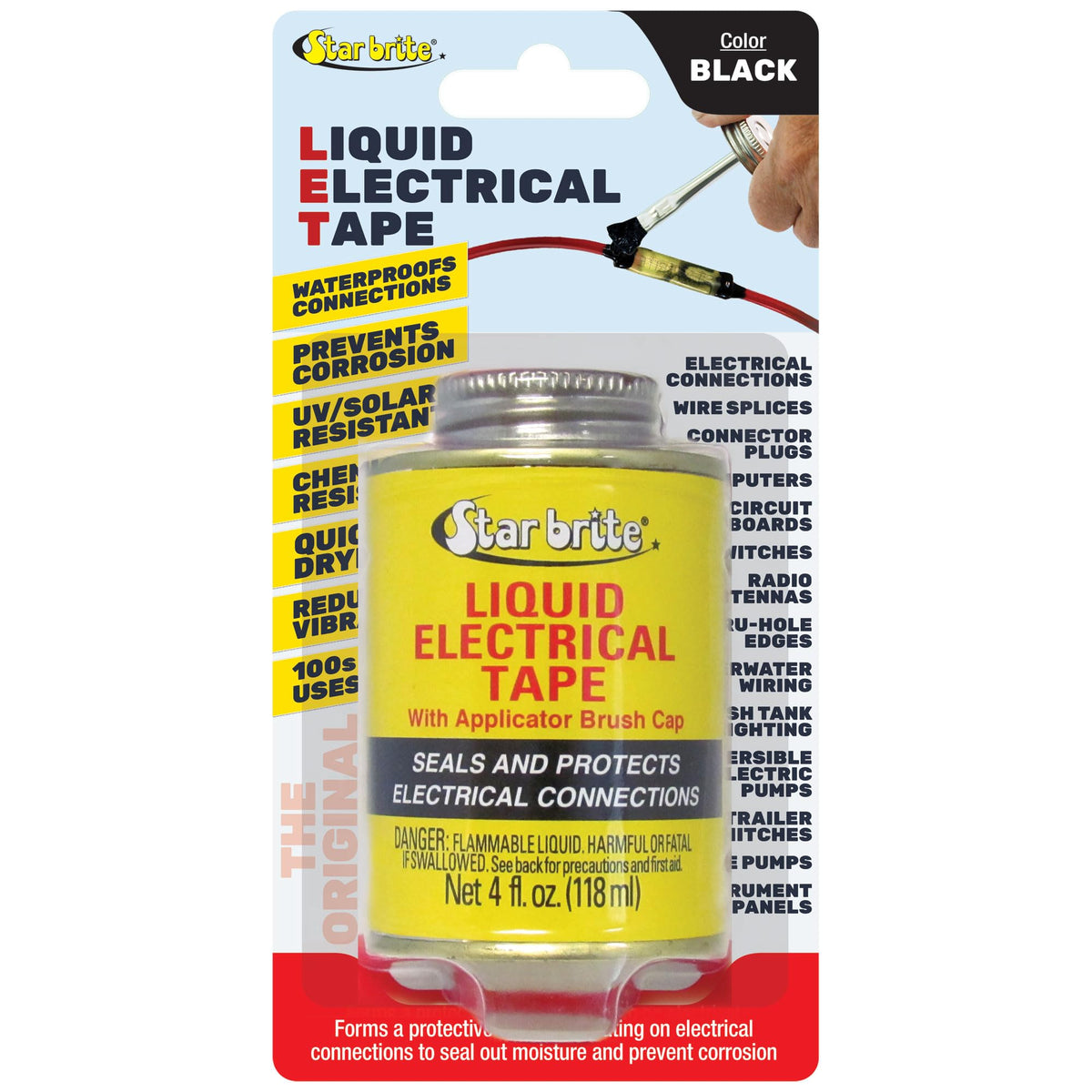 STAR BRITE Liquid Electrical Tape with precision applicator for clean wiring projects.
