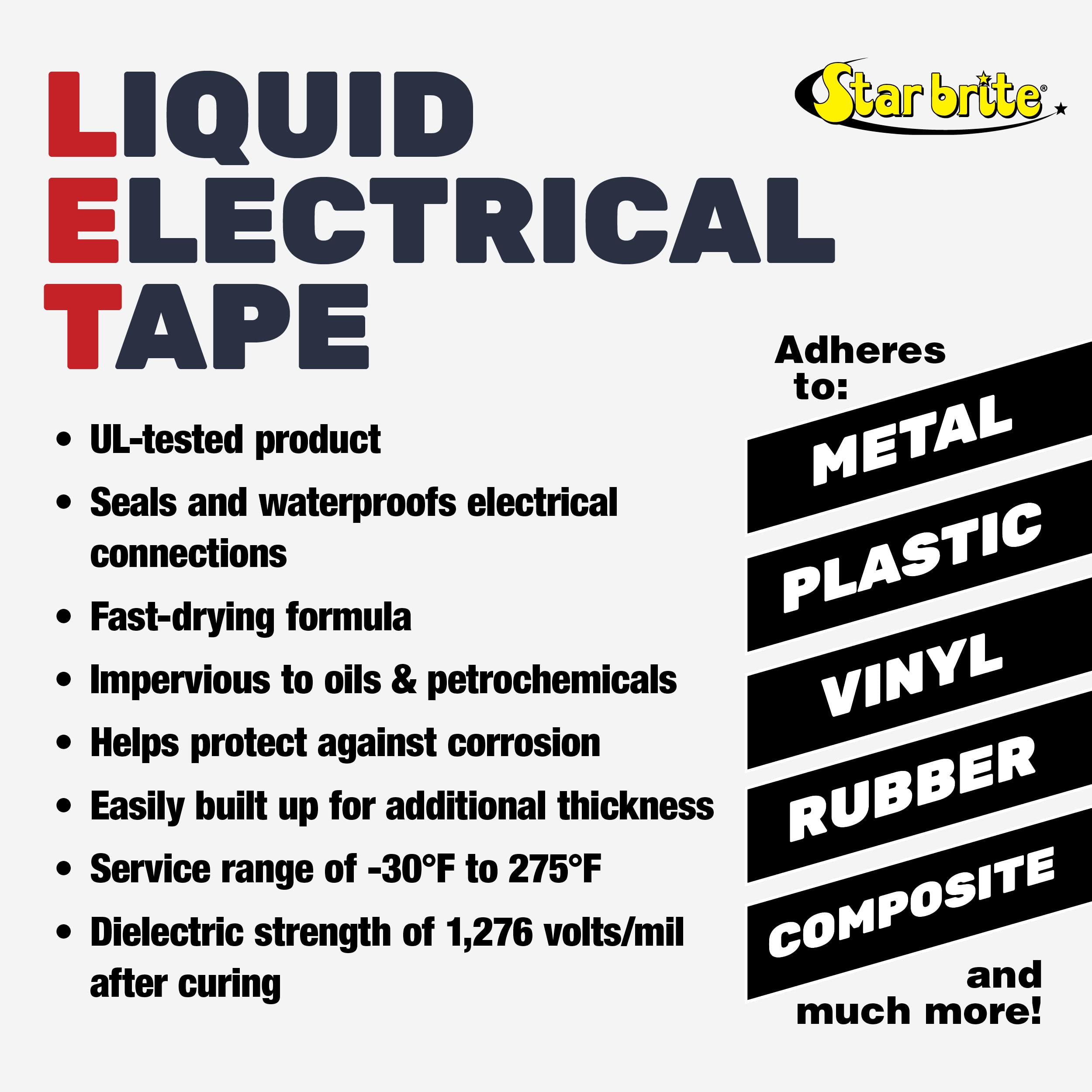 STAR BRITE Liquid Electrical Tape seals wire terminals for durable connections.