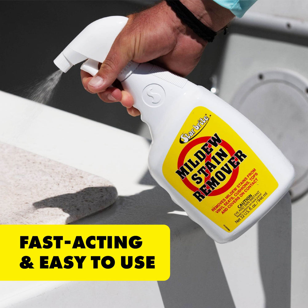 STAR BRITE mold stain remover in shower areas cleans mold on surfaces.