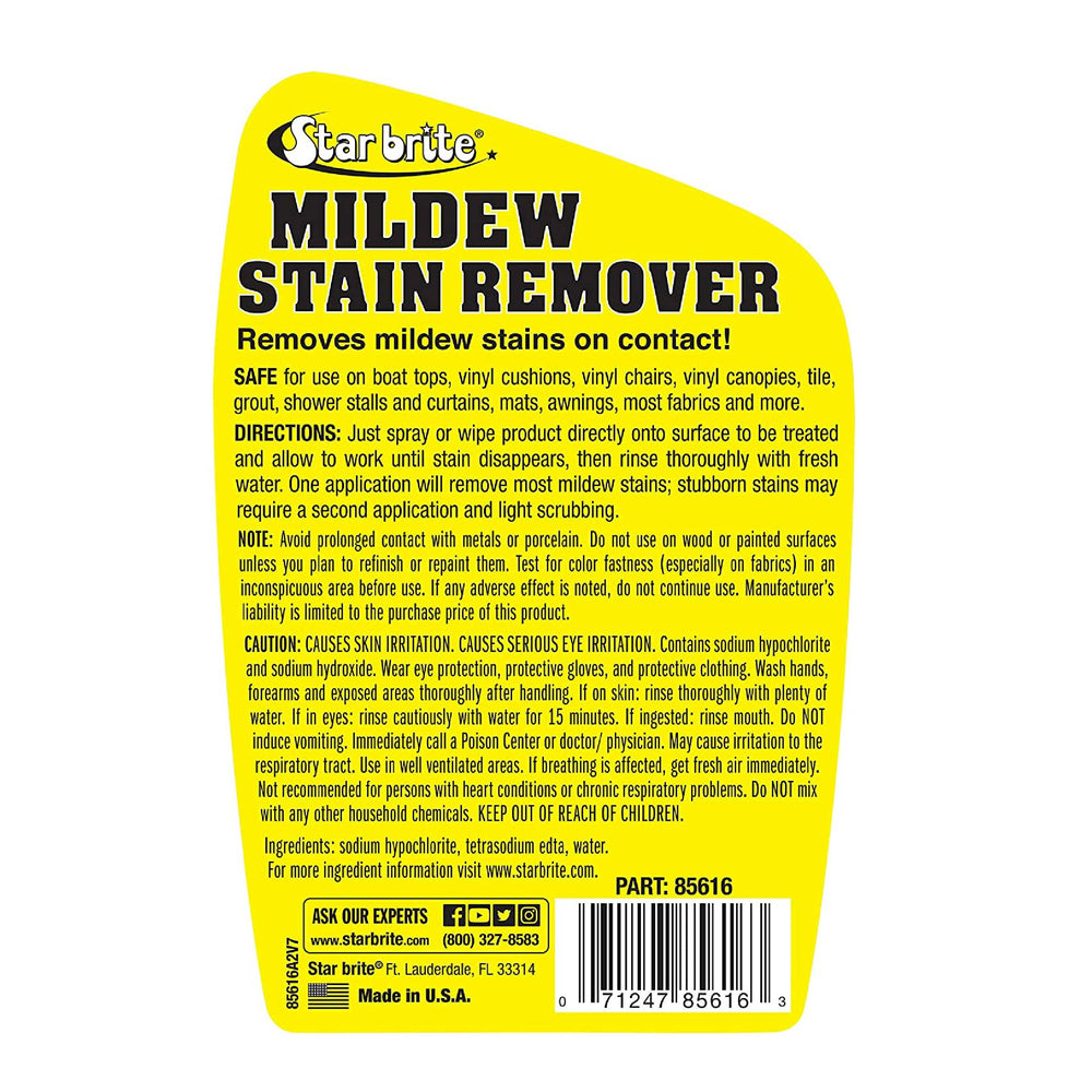 STAR BRITE mold stain remover spray-action delivers quick stain lift on surfaces.