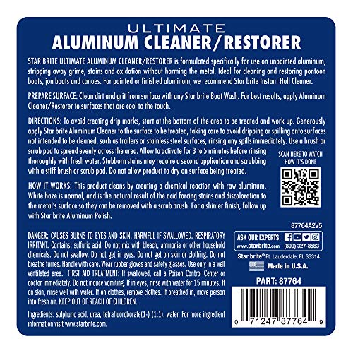 STAR BRITE Ultimate Aluminum Cleaner & Restorer bottle application highlights easy, step-by-step use.
