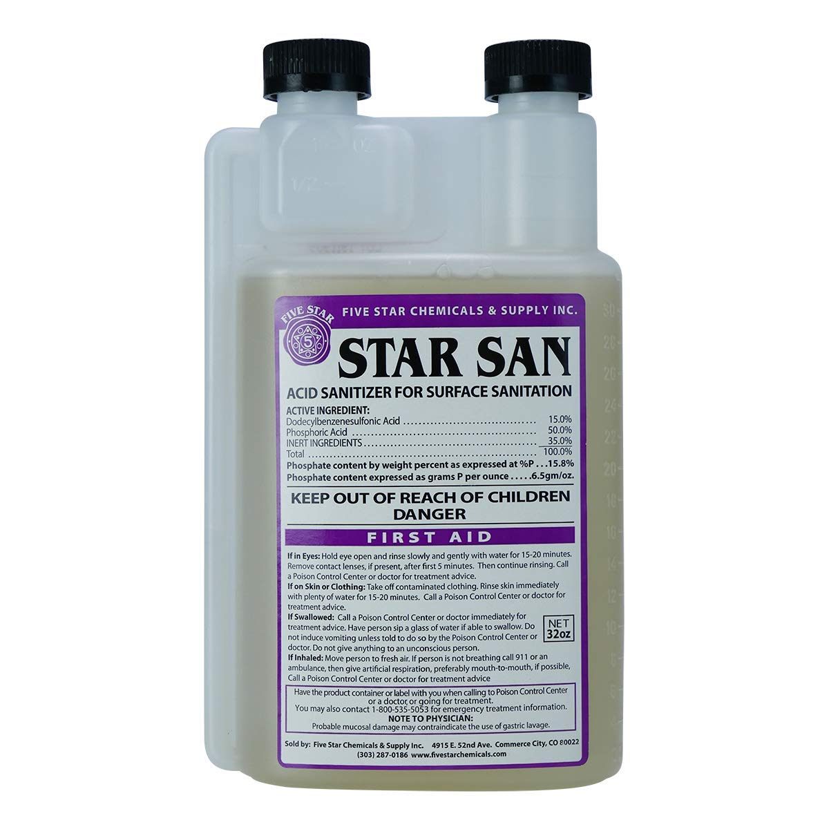 STAR SAN 32 oz bottle ready for efficient brewing cleaning.