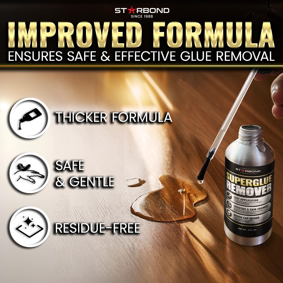 Starbond debonder dried glue removal on wood demonstrates clean surface restoration.