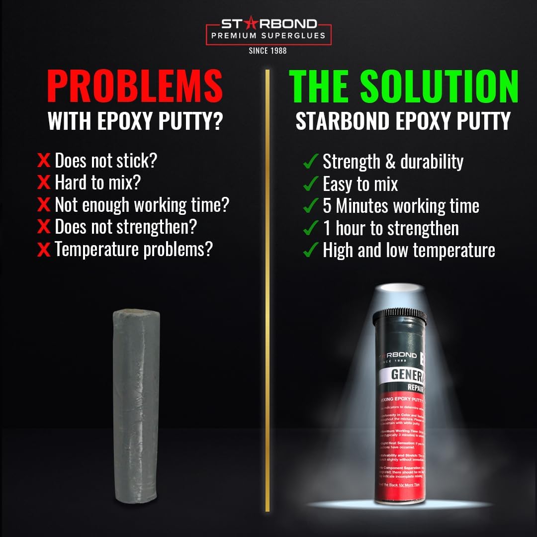 Starbond epoxy putty patching leaks with a solid fix.