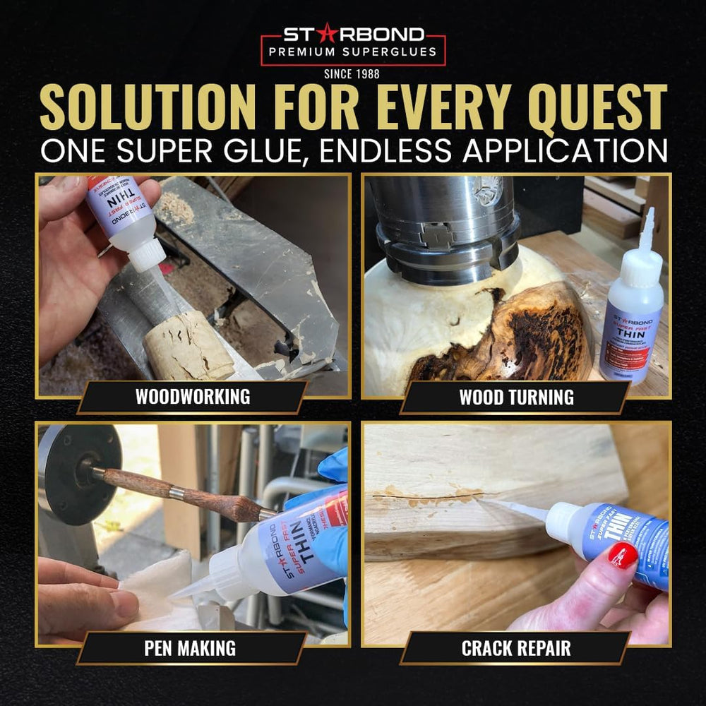 Woodturning project using STARBOND thin CA glue for stable joints