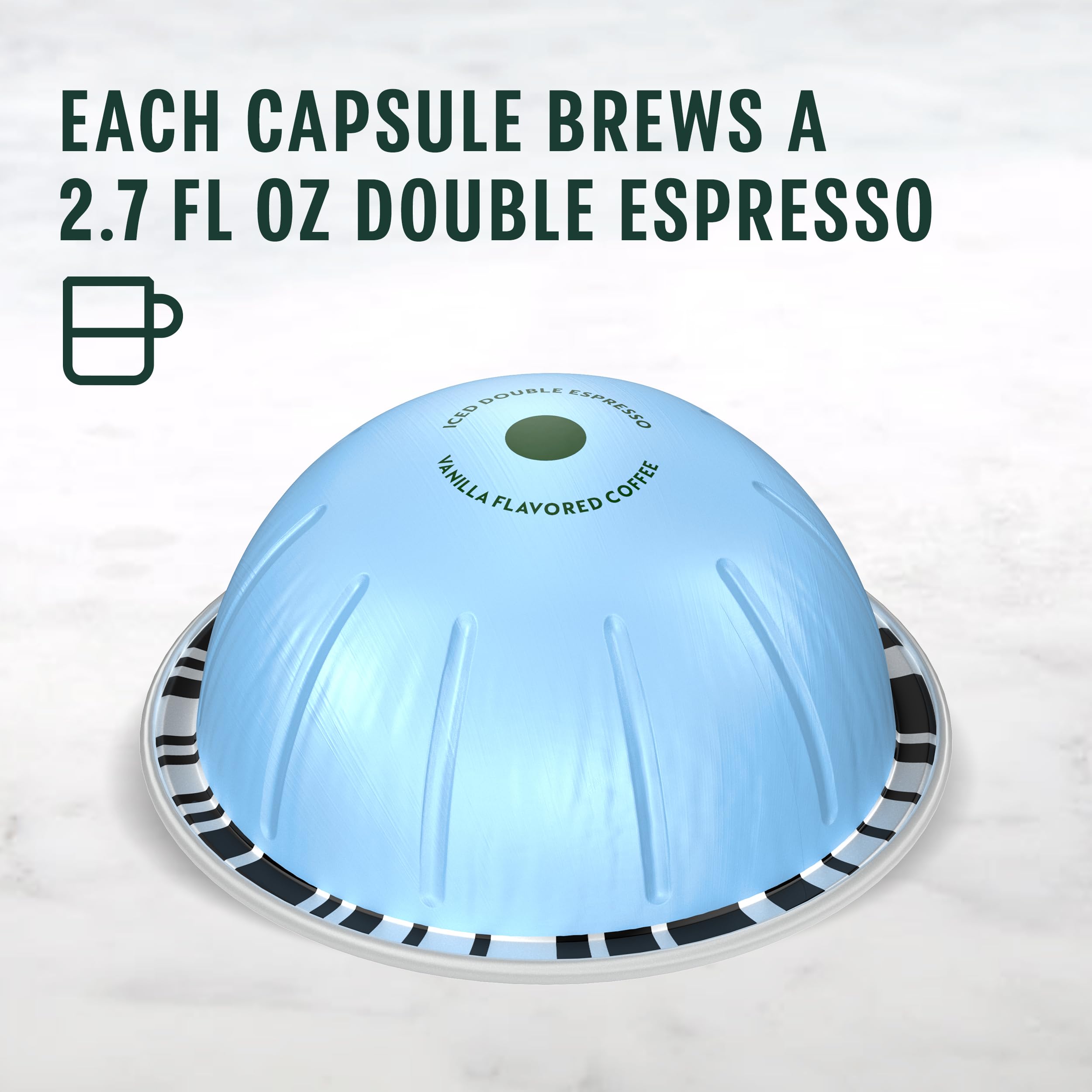 Prepared iced vanilla espresso in a glass with a rich, roasty note.
