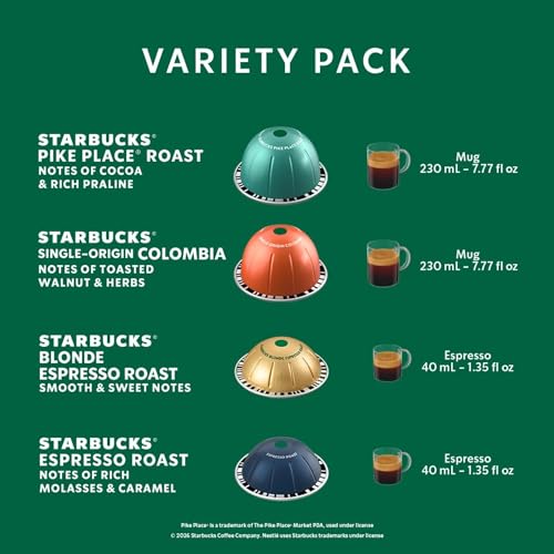 Starbucks Vertuo espresso shot 1.35 oz option for quick caffeine pick-me-up.