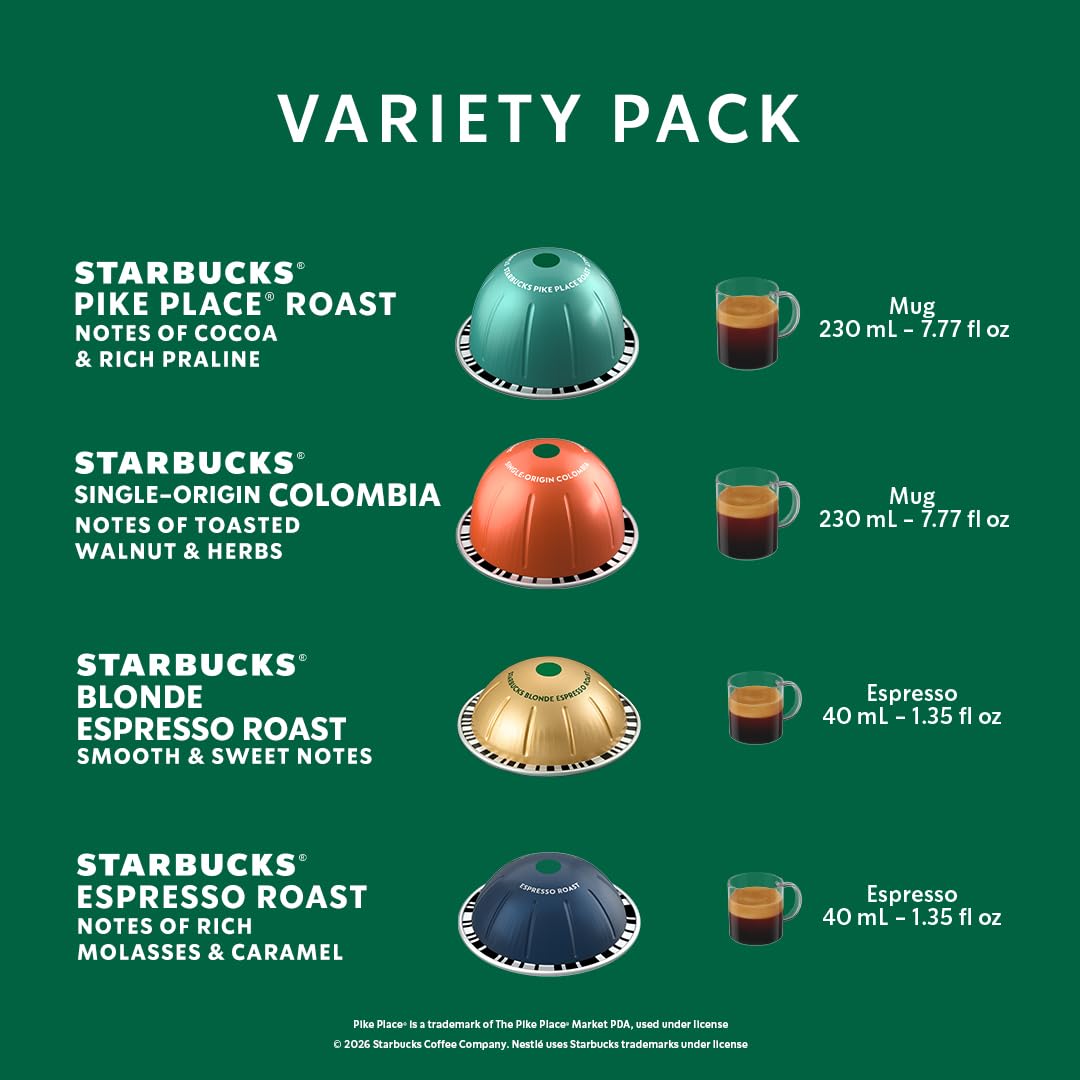 Starbucks Blonde Espresso Roast Vertuo pod for a smooth, bright cup at home.