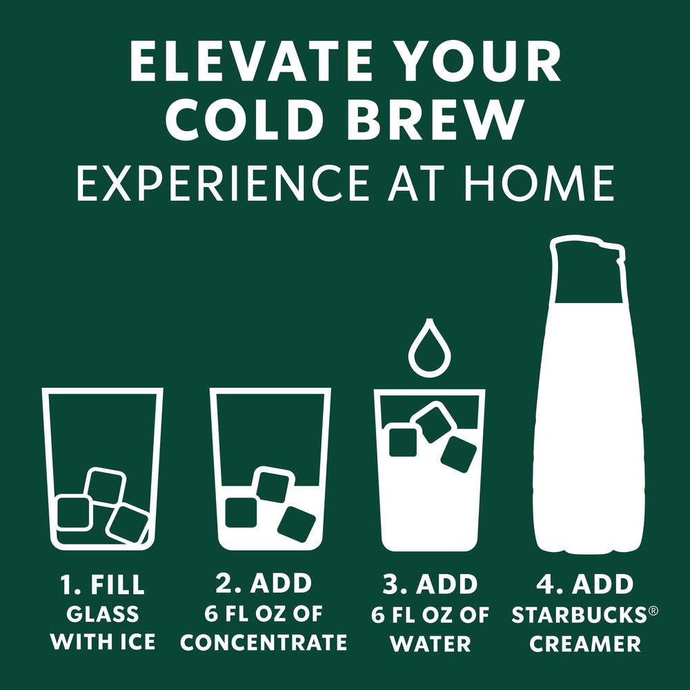 Starbucks Cold Brew Concentrate shows balanced, chocolaty notes in the finished beverage color.