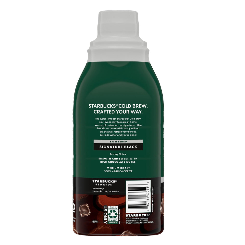 Starbucks Cold Brew Concentrate packaging supports sustainable coffee choices.