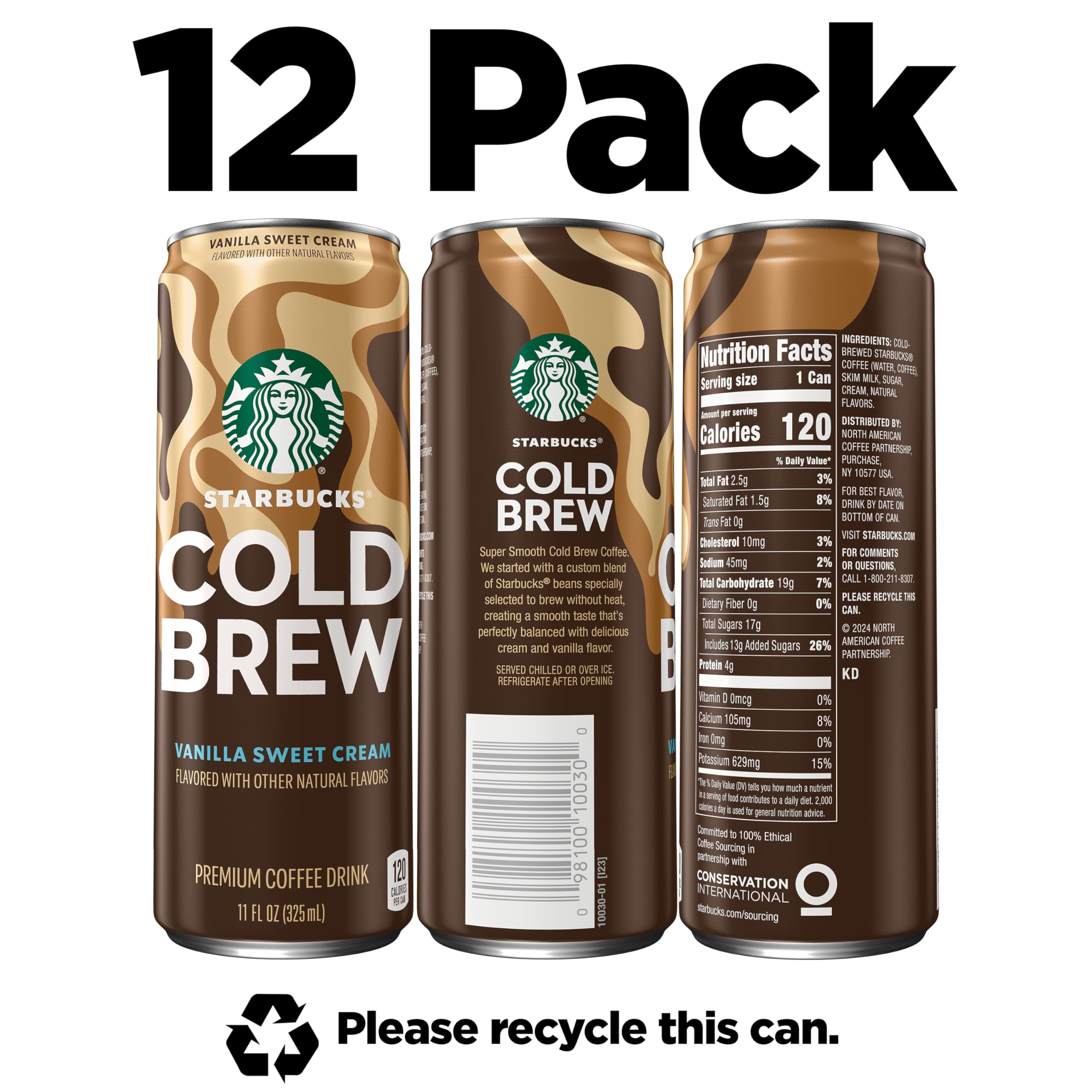 Starbucks Cold Brew Vanilla Sweet Cream poured into a glass for a refreshing iced coffee moment.