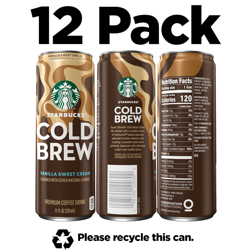 Starbucks Cold Brew Vanilla Sweet Cream poured into a glass for a refreshing iced coffee moment.