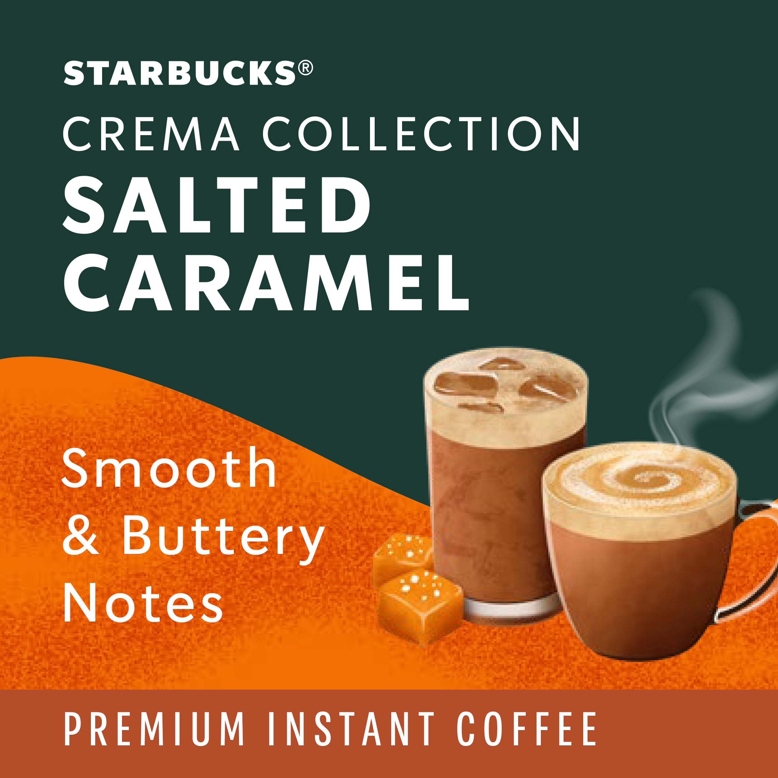Starbucks Crema Collection Salted Caramel foam atop a cup, signaling frothy texture.