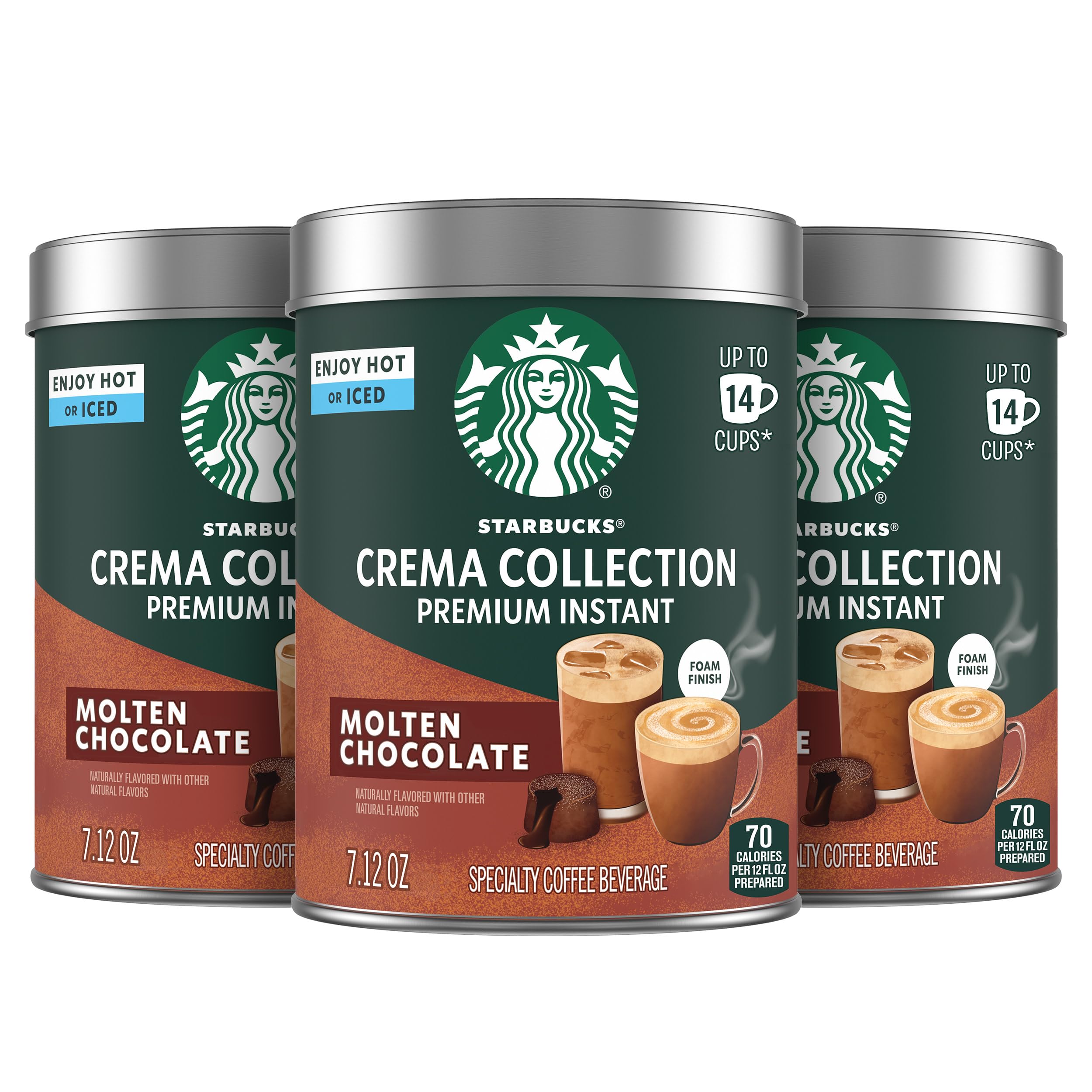 Starbucks Crema Molten Chocolate instant coffee tin pack for a rich morning boost.