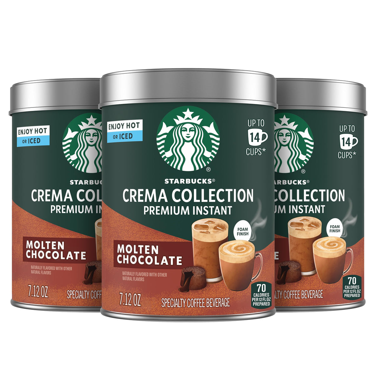 Starbucks Crema Molten Chocolate instant coffee tin pack for a rich morning boost.