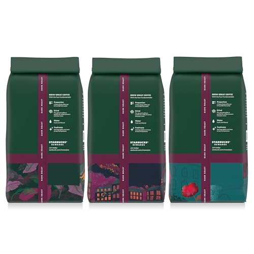 Starbucks dark roast trio setup highlighting flavor exploration and choice.