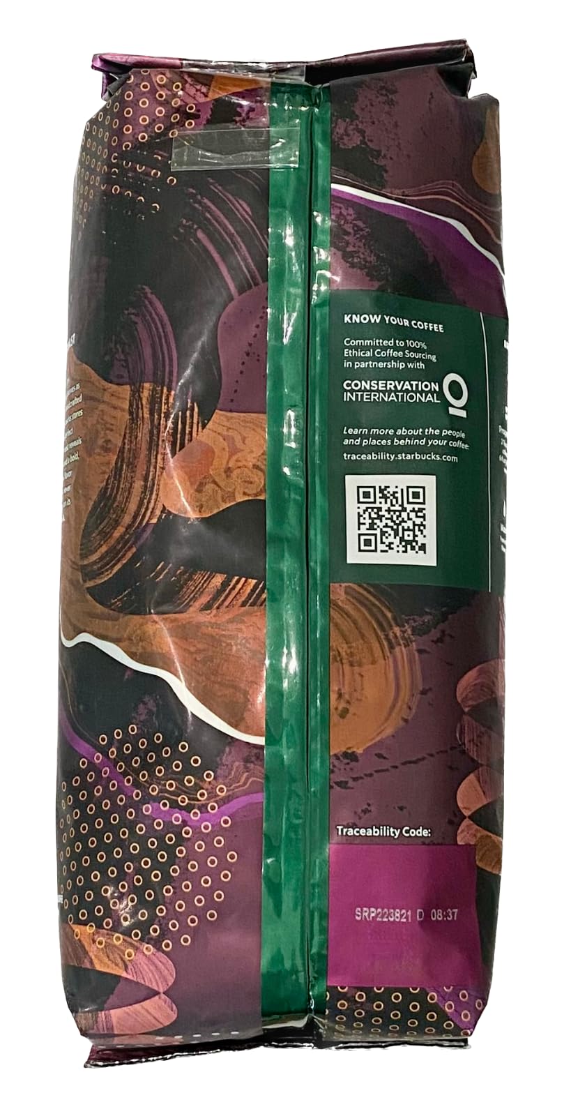 Starbucks Decaf Espresso beans closeup, glossy texture hints at smooth decaf flavor