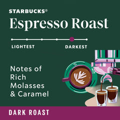 Starbucks Espresso Roast coffee beans ready for café-style extraction at home
