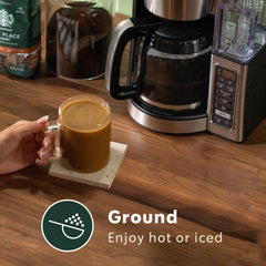 Starbucks French Roast ground coffee aroma highlights smoky, inviting fragrance for mornings.