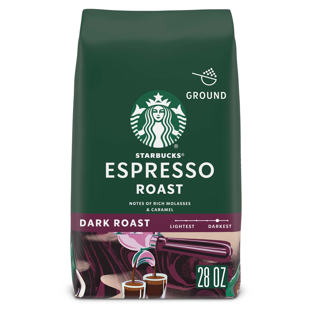 Starbucks Espresso Roast ground coffee bag for home espresso and versatile brewing