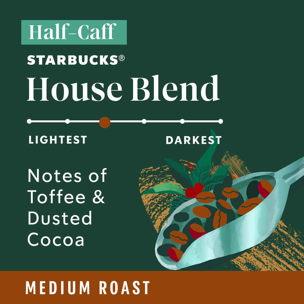 Starbucks Half-Caff iced coffee served over ice for a refreshing pick-me-up.
