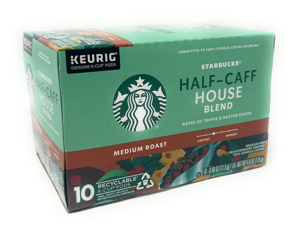 Starbucks Half-Caff House Blend mug: savor toffee and cocoa notes anytime.