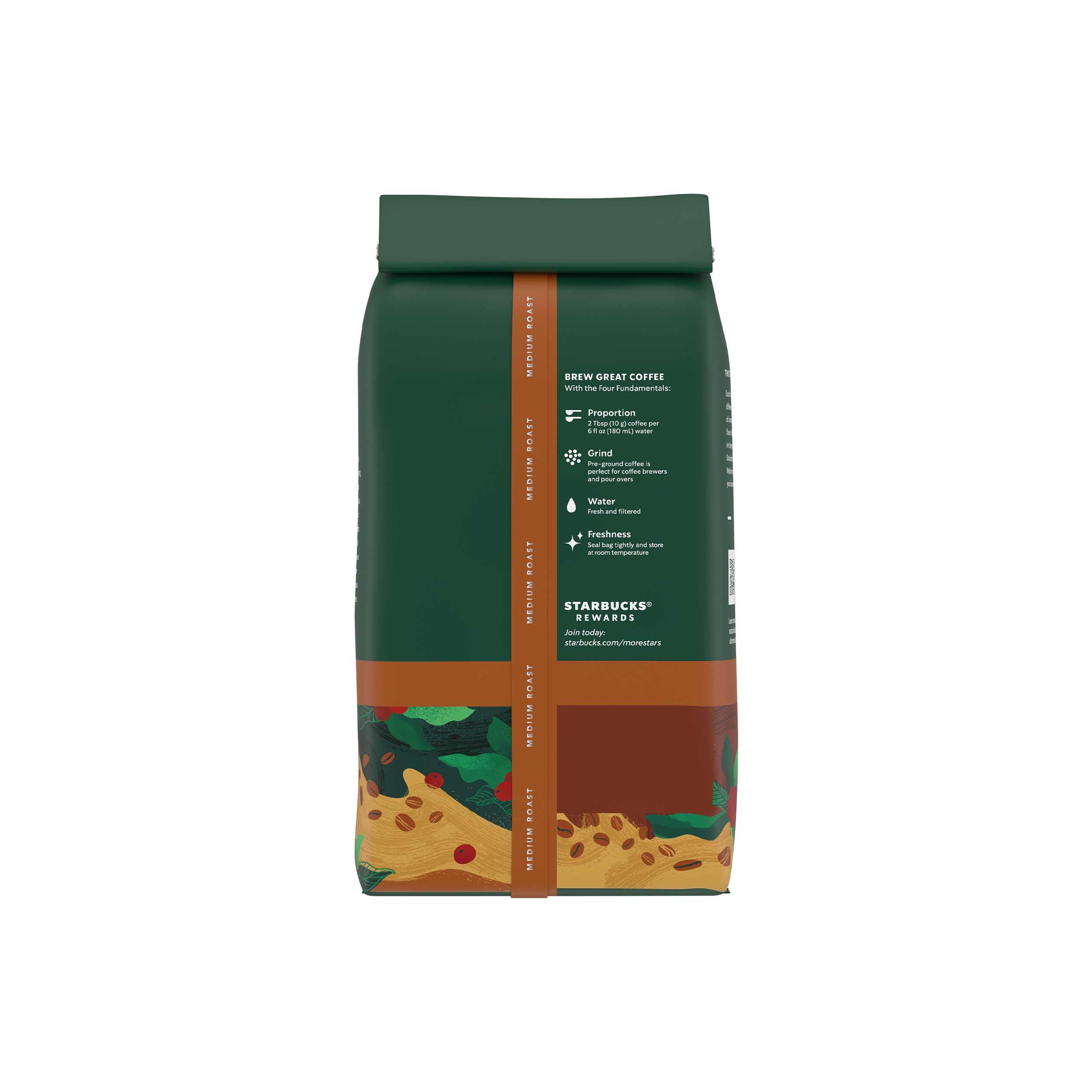 Ethical sourcing badge highlights responsible coffee with Conservation International.
