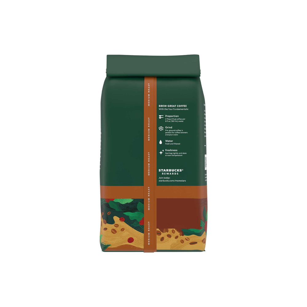 Ethical sourcing badge highlights responsible coffee with Conservation International.