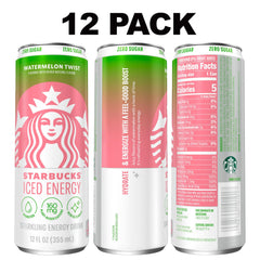 Pack of 12 Starbucks Iced Energy Watermelon Splash cans for daily energy.