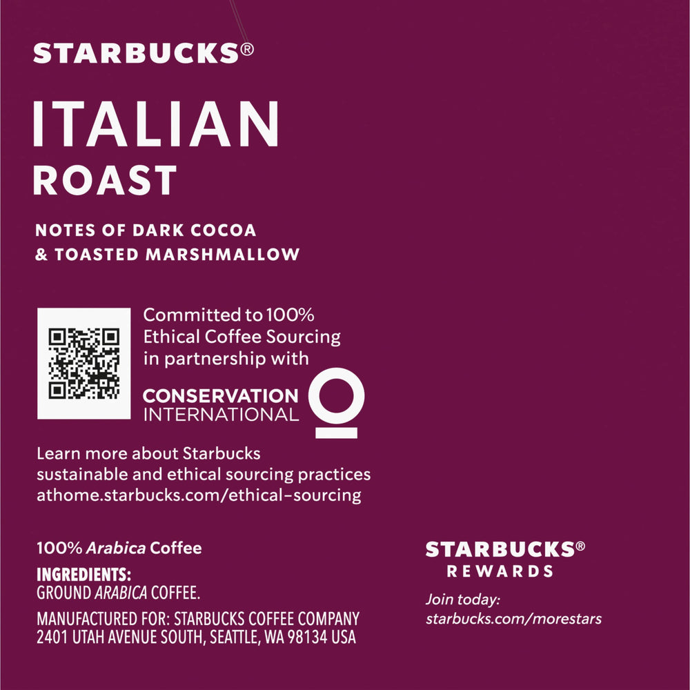 Closeup of ground Arabica beans in Starbucks Italian Roast