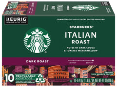 Two Starbucks Italian Roast boxes ready for Keurig single-serve mornings