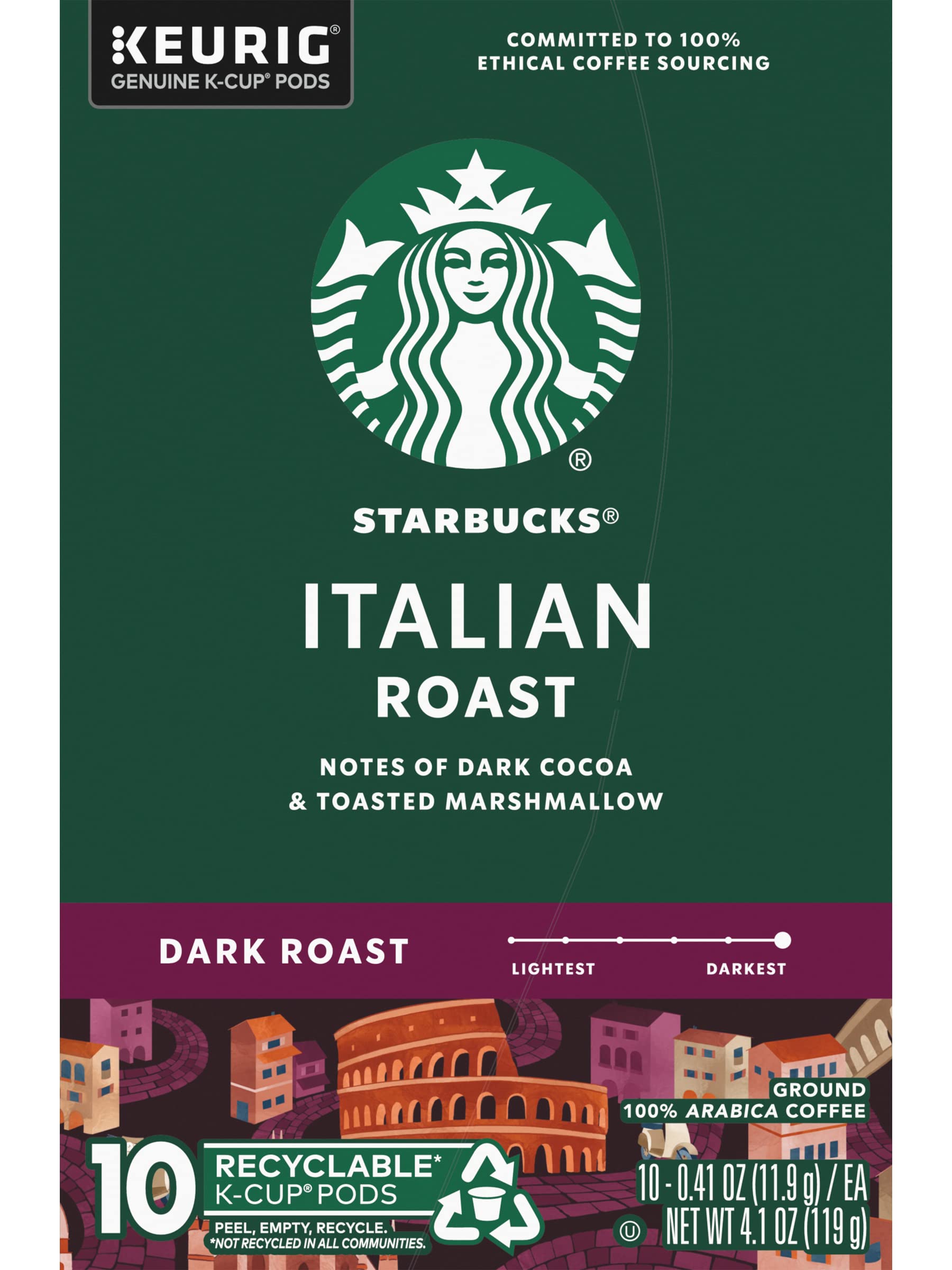 Boxed Starbucks Italian Roast packaging highlighting bold flavor